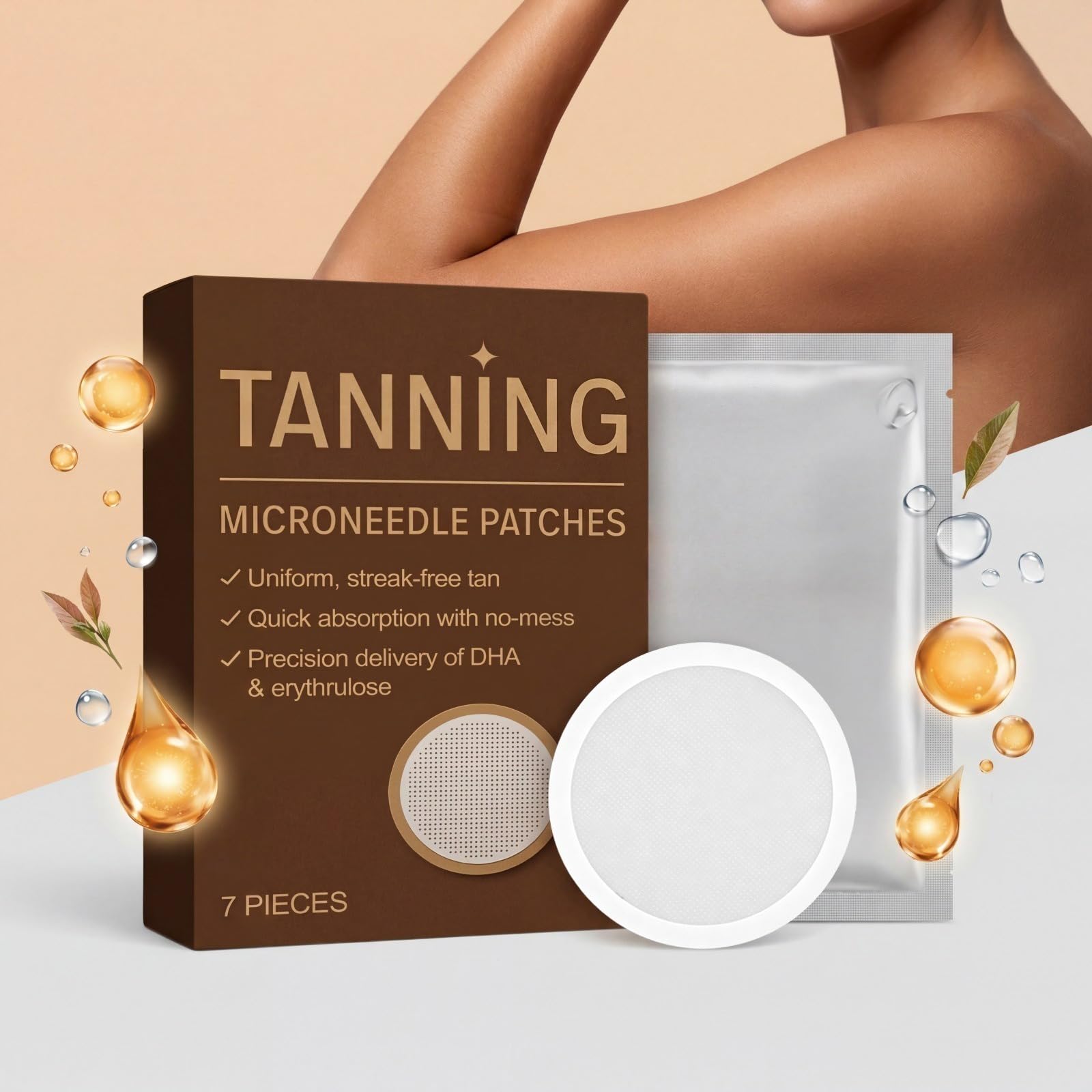 Patch autoabbronzanti a micro aghi Sun Free Glow Tanning Patch Unisex, formula idratante, abbronzatura naturale, uniforme senza tinta, arancione, adatta a tutti i tipi di pelle Sun Free Glow Patch