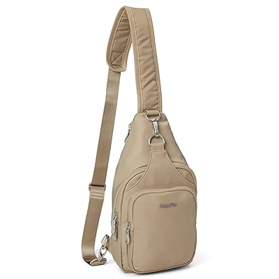 Baggallini Central Park Sling Backpack Bags Taupe Twill, Nylon