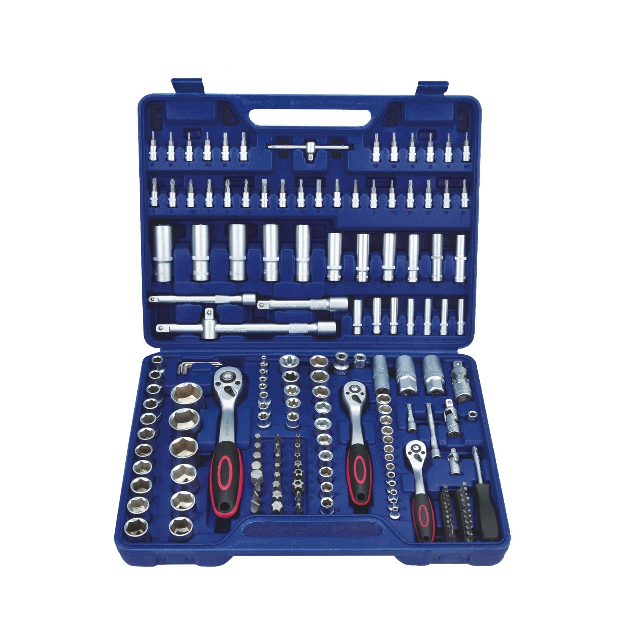 EN-29058 Set Chiavi Combinate a Cricchetto, 174 Pezzi Chiavi a Bussola con inserti, Set Utensili a Mano per lavoro
