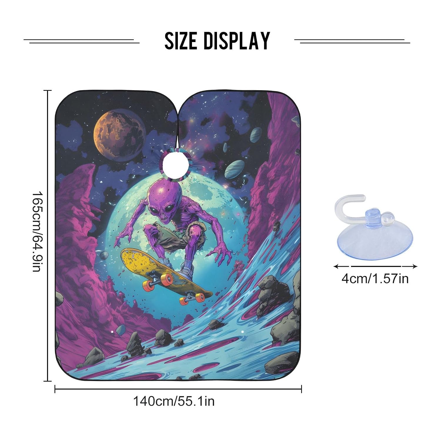 Bolaz Barber Cape Salon Cape Hairdressing Apron Haircutting Waterproof Alien Skateboard for Adults Clients with designs Adjustable Neck Closure