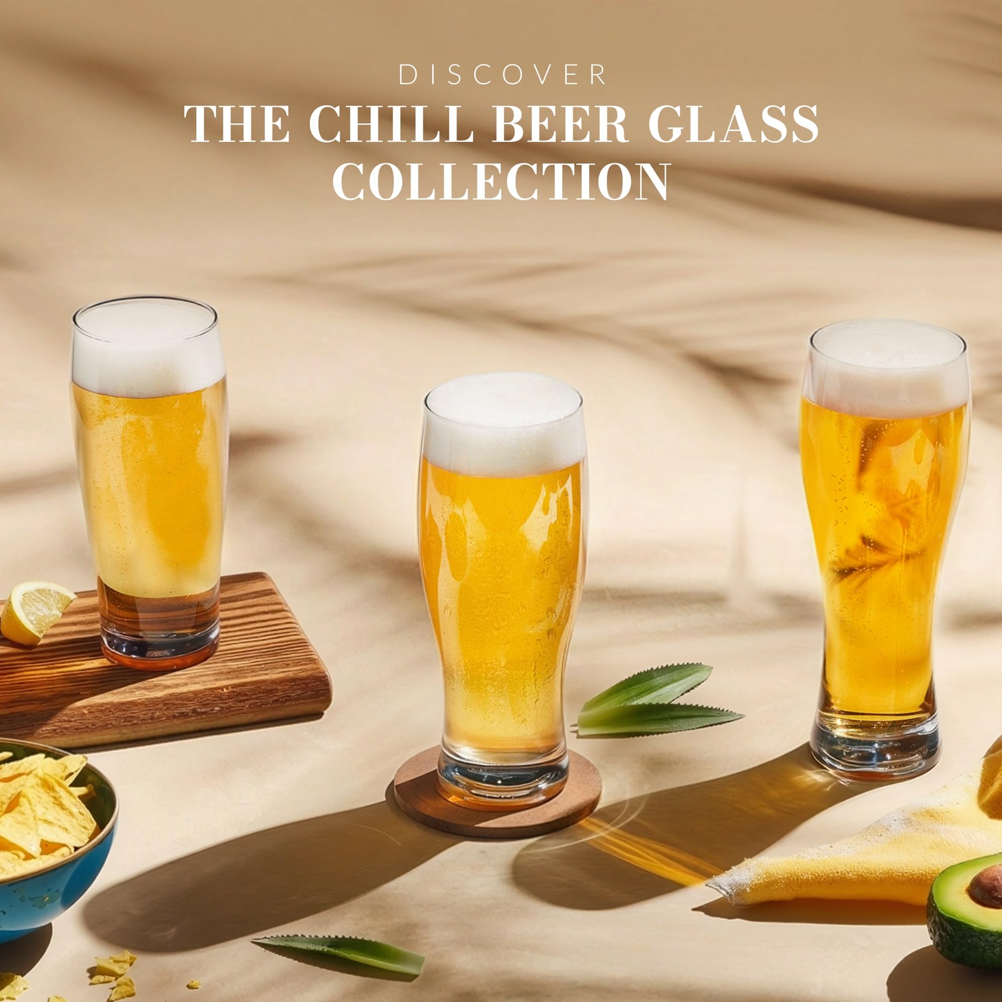 KROSNO Vasos de cerveza altos | Juego de 6 | 16.5 oz | Colección Chill | Perfecto para el hogar, restaurantes y fiestas | Apto para lavavajillas y microondas