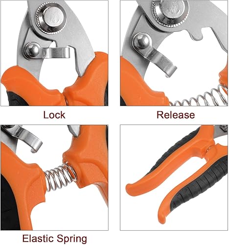 Miniatura 4 de HARFINGTON Tijeras industriales de 7 pulgadas de acero inoxidable tijeras cuchillas con mango negro naranja para cortar láminas finas de cobre de