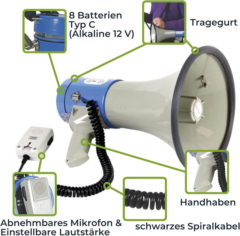 Velleman MP25SFM 25W Hangosbemondó Többszínű Megafon - 25Watt