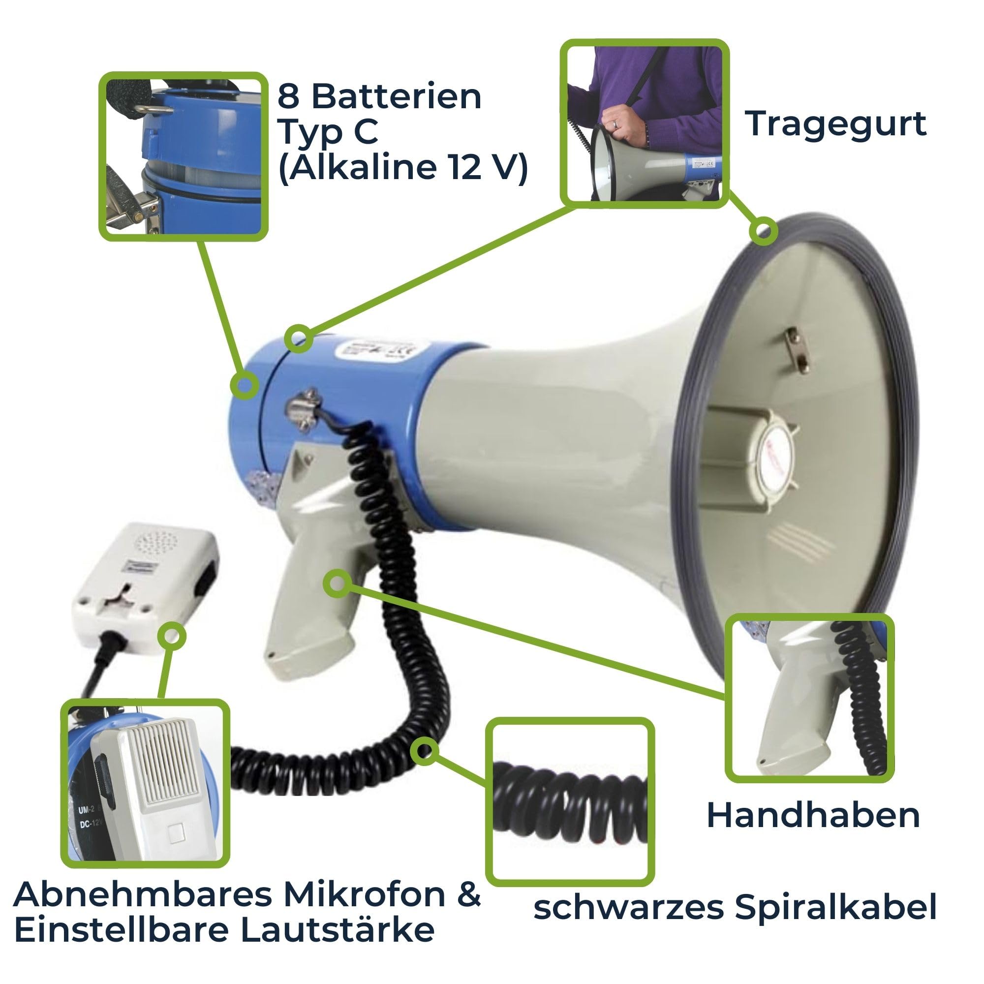 Megaphon 25W mit Handmikrofon & Sirene Velleman MP25SFM