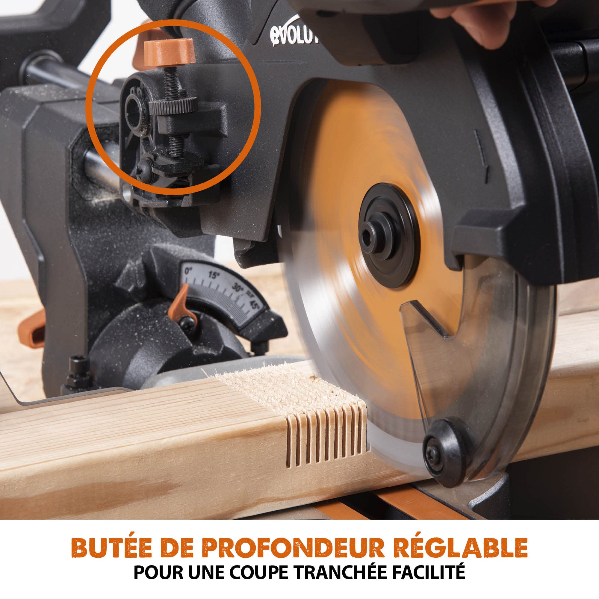 Evolution Scie à onglet coulissante sans fil Evolution Power Tools R185SMS-Li pour coupe multi-matériaux, biseau de 45°, onglet de 50°, 850 W. Comprend une lame TCT 185 MM et une garantie de 3 ans