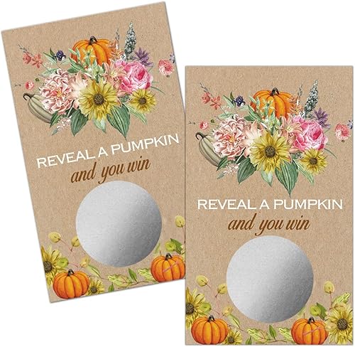 Haizct Paquete de 50 tarjetas de juego rústicas de calabaza para despedida de soltera de otoño para bodas en el campo, despedida de soltera, boletos