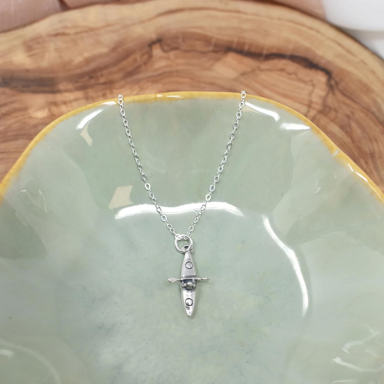 MOM & THREE DAUGHTERS Kayaker Charm Necklace in .925 Sterling Silver | 18" Chain | Kayaking Gifts for Women | - Image 3