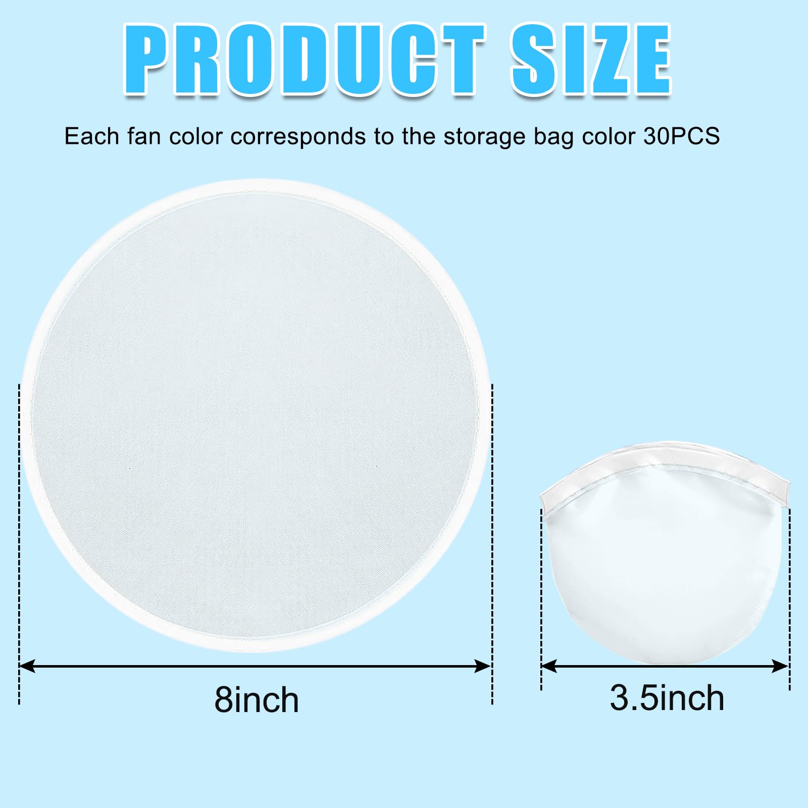 Mototo 108 Pieces Foldable Flying Disc Fans with Bag Folding Pocket Toy Set DIY Creative Gift Handheld Fabric Fan for Fun Party Favors Summer Outdoor Activity Game Halloween, White