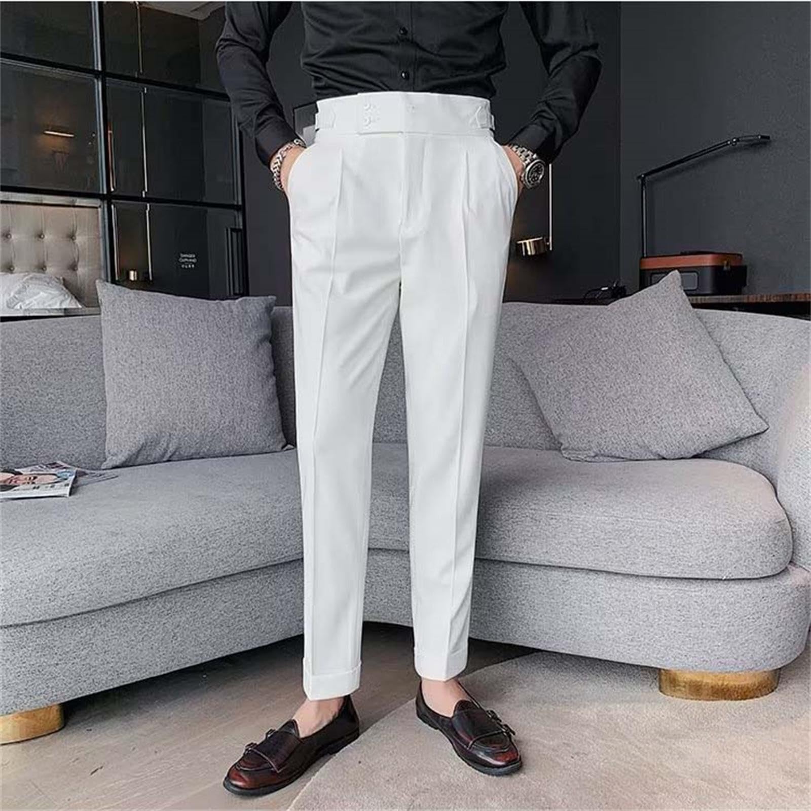 Slim Fit Small Foot Taille Haute Uni Pantalon de costume d'affaires avec jambe droite