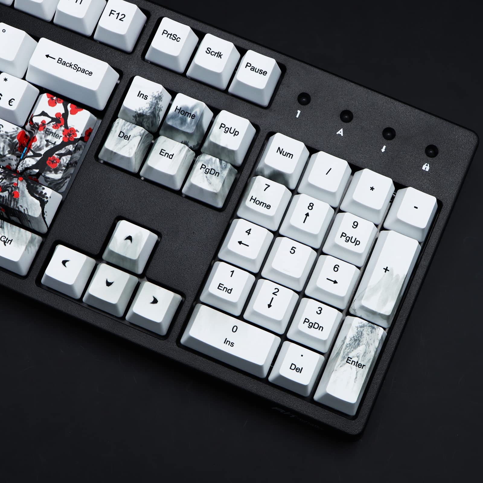 MOLGRIA Lot de capuchons de touches PBT personnalisé 62, 105, 109 pour clavier Gateron Kailh Cherry MX Switch ISO (fleur de prune), avec extracteur