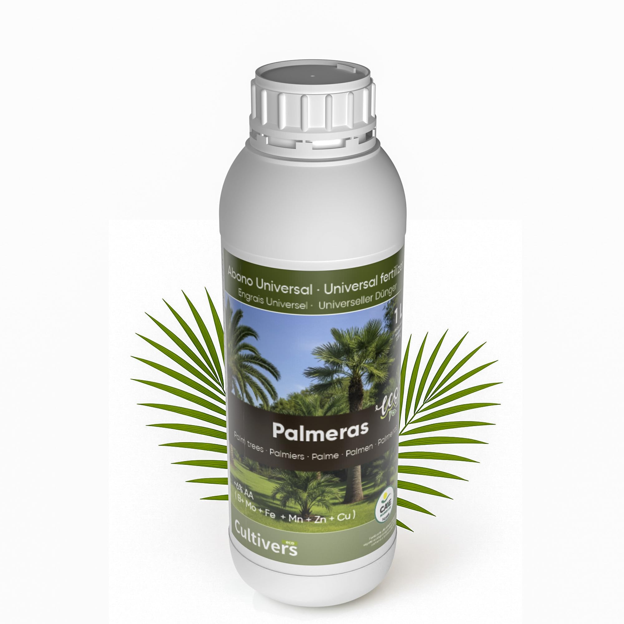 CULTIVERS Abono Palmeras Ecológico Líquido 1 L Fertilizante NPK Micronutrientes y Aminoácidos Nutrición Completa de Palmeras Ornamentales y de Exterior Orgánico Natural