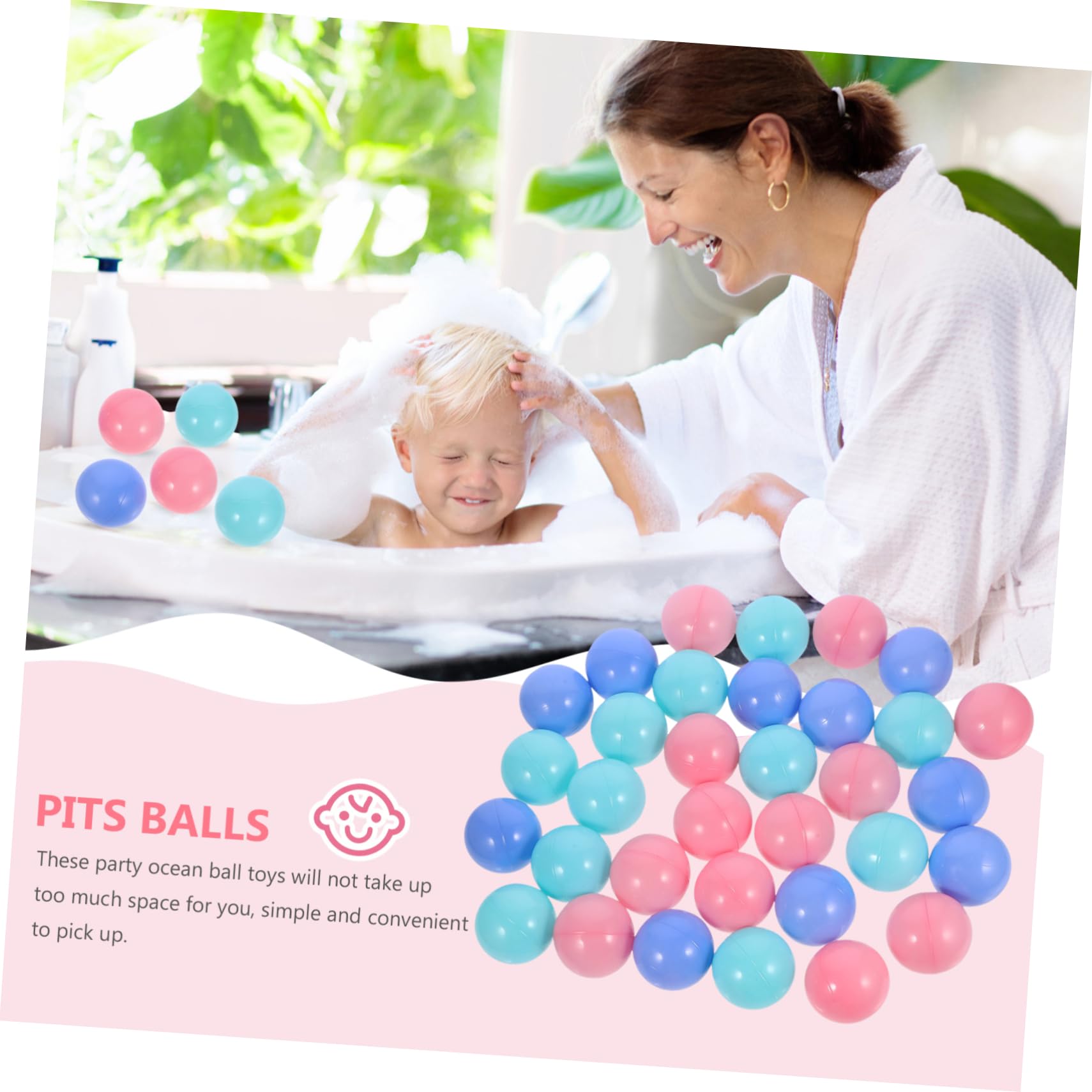 Abaodam 100 Bolas de Piscina de Plástico Coloridas para Niños Diseño Redondo, Duraderas y Estables, Ideales para Juegos de Rolling y Pits