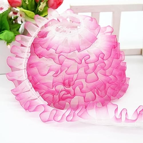 Miniatura 5 de 5 yardas de gasa de tul de encaje de tela de encaje con degradado plisado de encaje, vestido de fiesta de boda, cinta decorativa, manualidades de