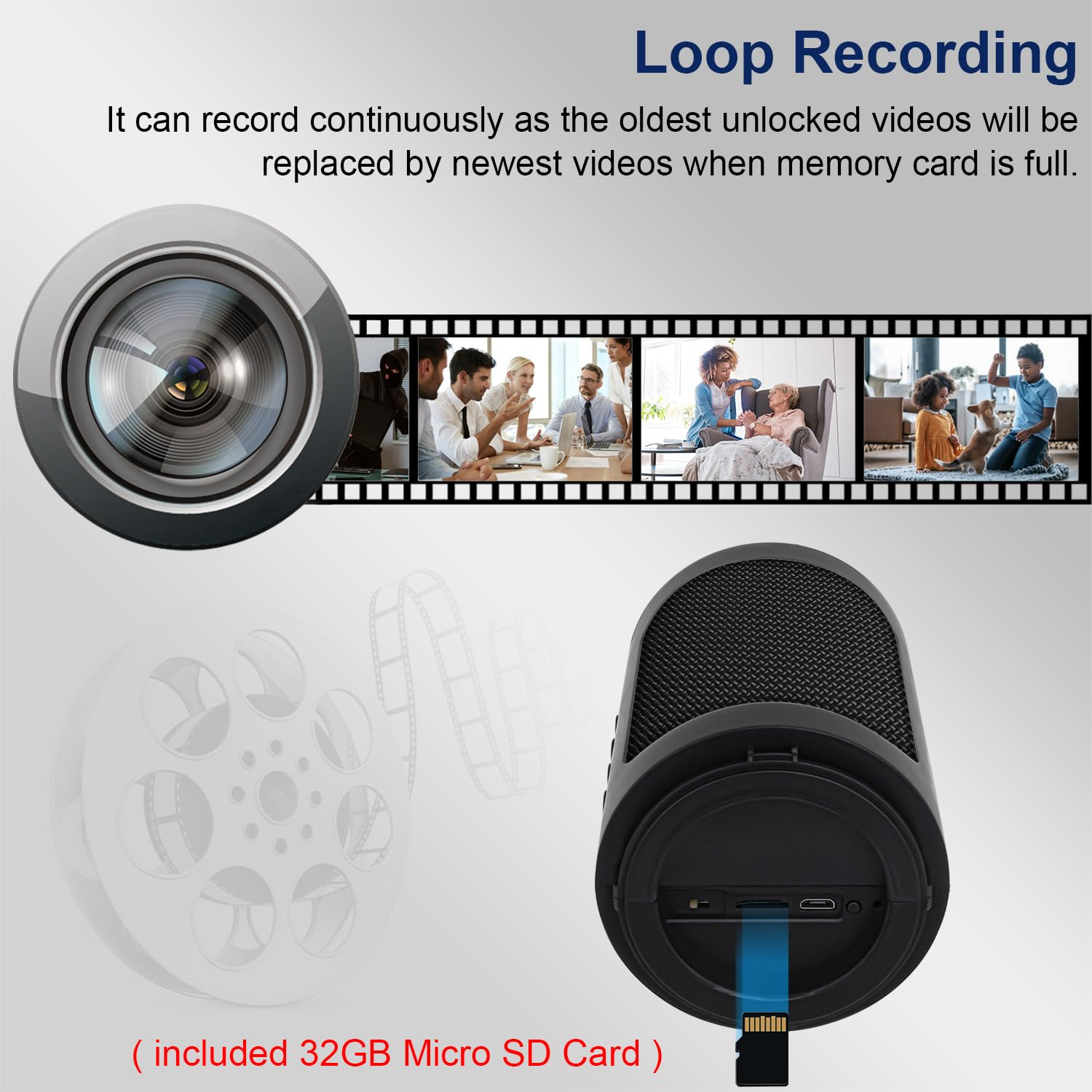 OTADUG Caméra Espion 1080P Enregistrement Vidéo Audio Détection Mouvement Vision Nocturne 16 GB