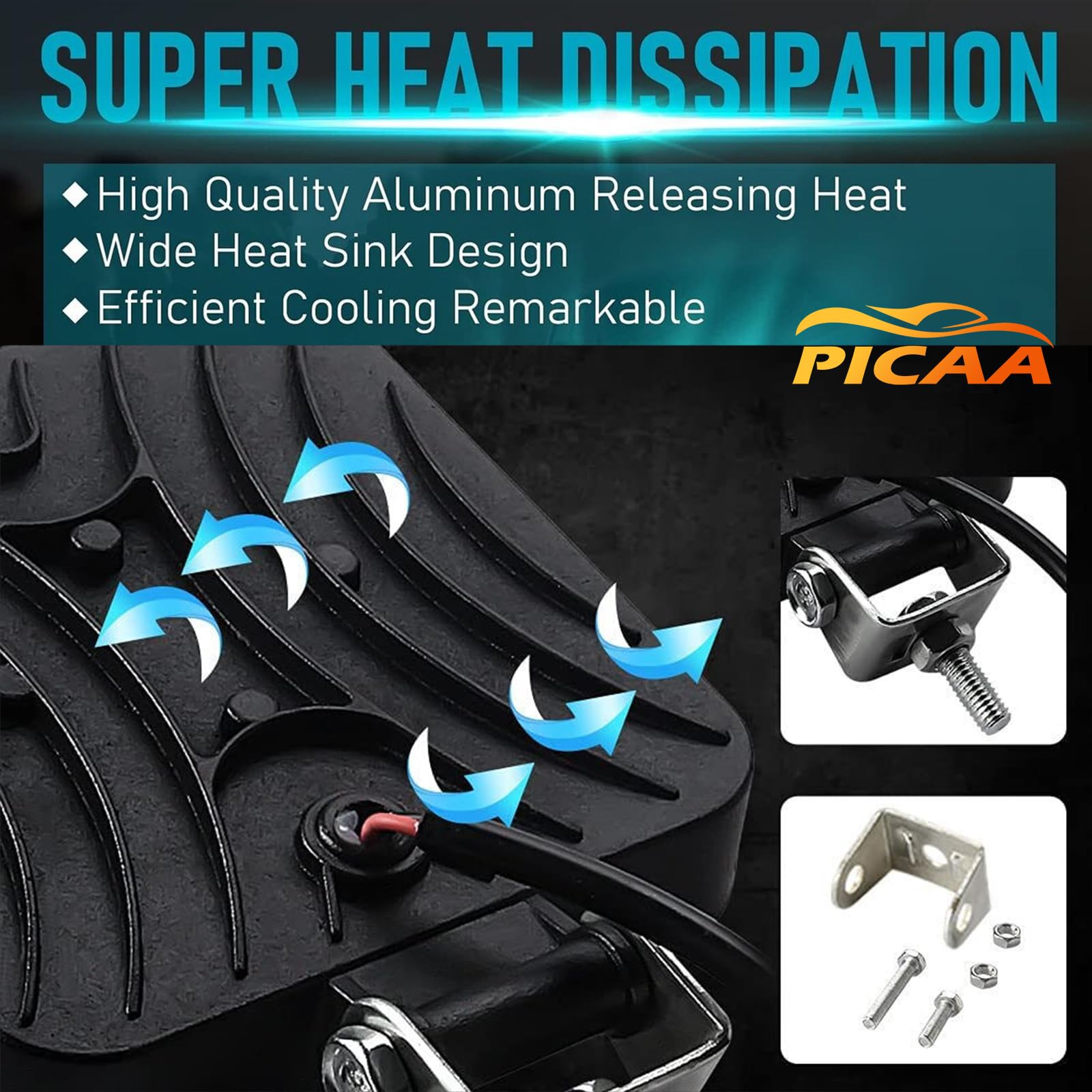 PICAA 10 szt. 48 W LED światło robocze 10 cm wiązka punktowa Offroad lampa czołowa robocze do samochodów ciężarowych traktorów SUV UTV ATV 12-24 V 6000 K IP67
