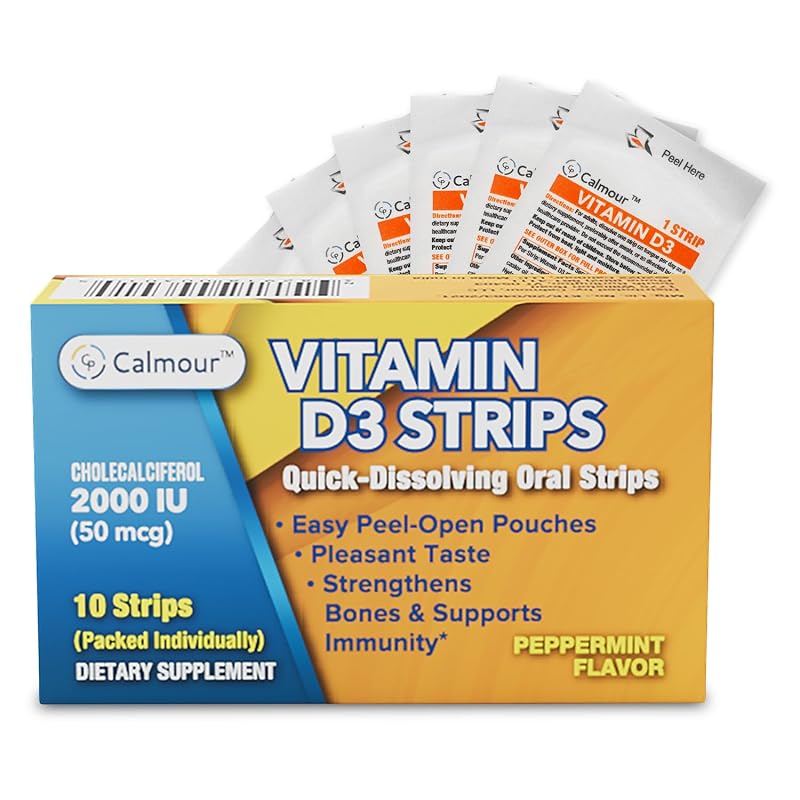CALMOUR Suplemento de Vitamina D3 em Tiras Orais, 2000 UI, 10 tiras