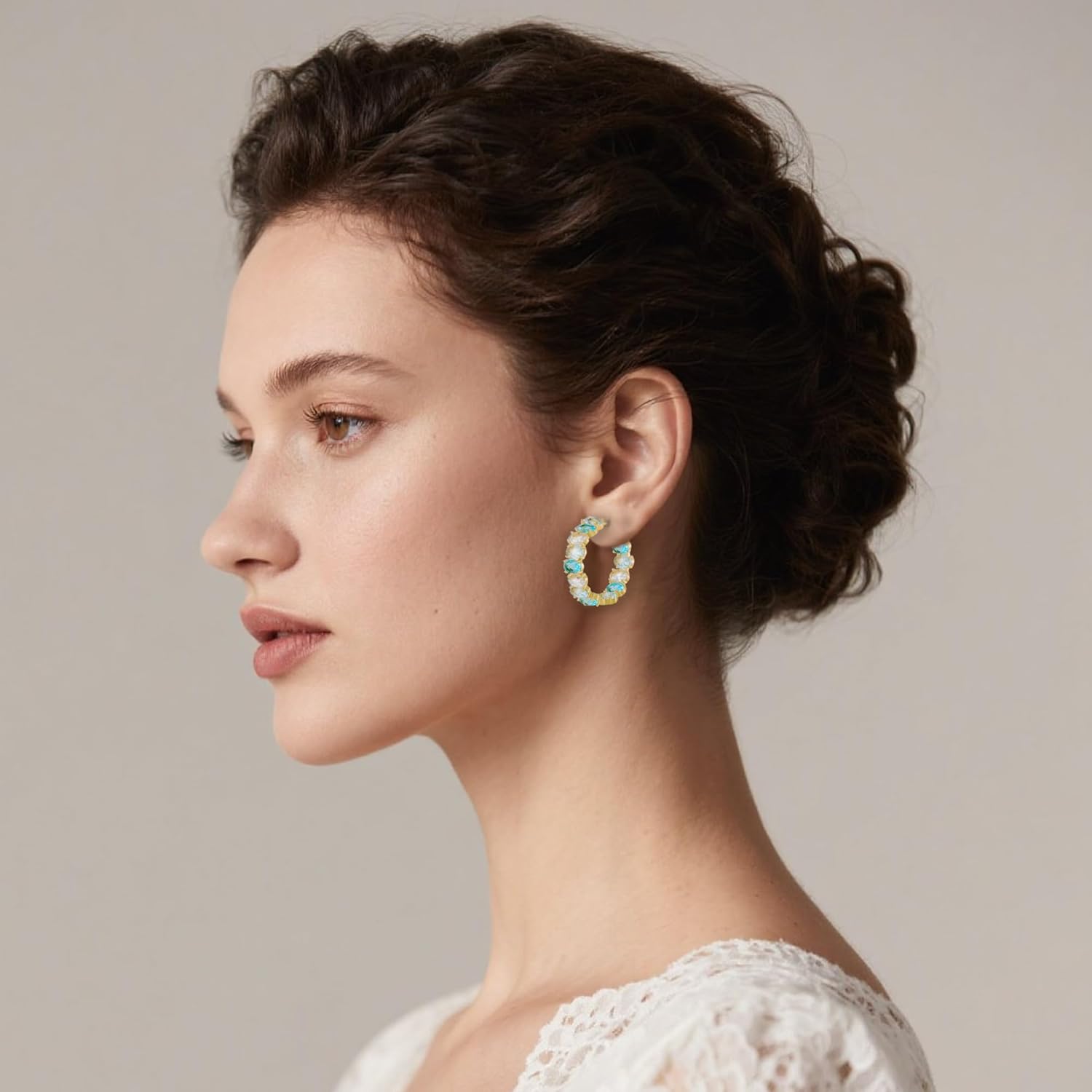 Dazzling Multicolor Austrian Crystal 14K Gold Plated Hoop Earrings for Women Fashion Hypoallergenic Jewelry Gift - Image 2