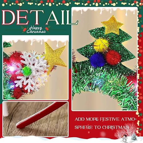 Miniatura 5 de JEWEKY Diademas iluminadas de Navidad, diadema de árbol de Navidad, copos de nieve, bandas para el cabello, diadema de Papá Noel, accesorios para el