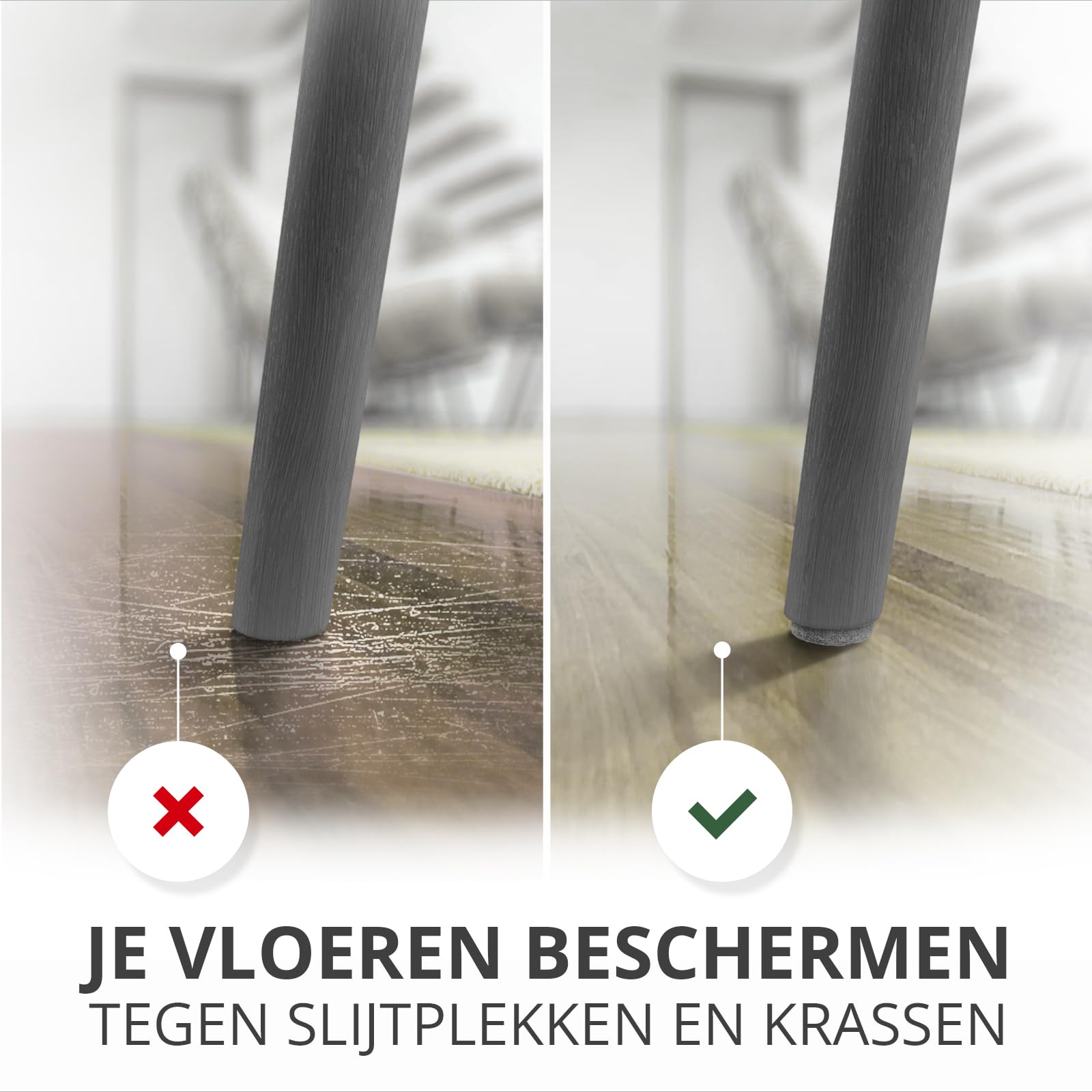 X-PROTECTOR Meubelvilt Pads - 24 STUKS 50mm - Stoelpootbeschermers - Vilt Zelfklevend - Viltglijders voor Meubelpootjes - Stoelpoten Bescherming - Bescherm Uw Vloeren