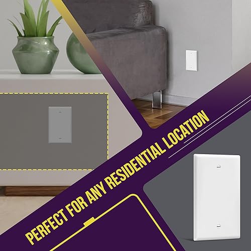 Miniatura 4 de ENERLITES - Placas para pared para ocultar imperfecciones de tamaño mediano, cubiertas vacías para tomas de corriente, 1 banda, 4.88 x 3.11