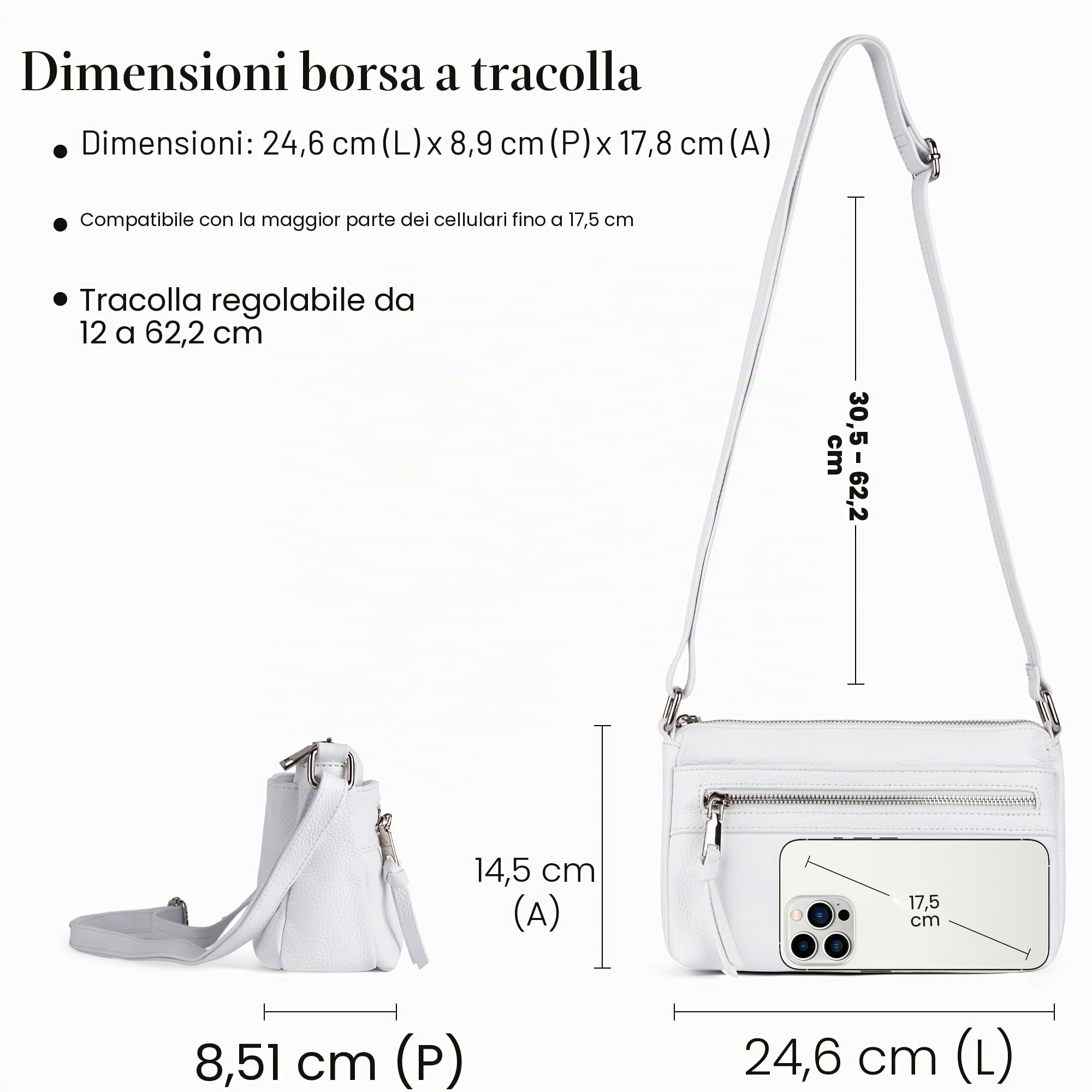 befen Borsa a Tracolla da Donna in Vera Pelle, Piccola Borsa a Tracolla da Donna con Scomparti per Carte di Credito RFID