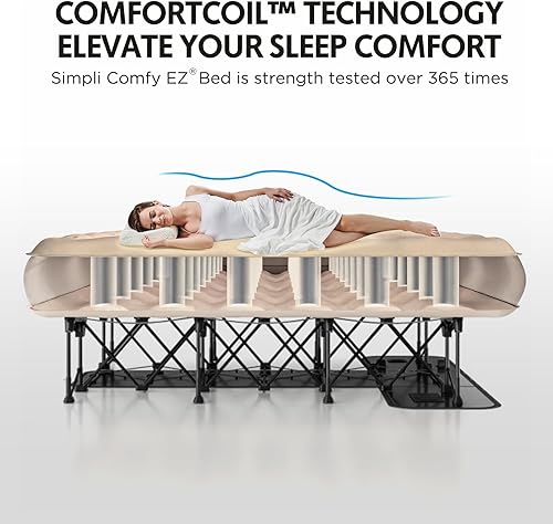 Miniatura 5 de Simpli Comfy Colchón de aire autoinflable Queen EZ Bed con marco integrado, bomba y funda con ruedas, cama inflable inflable con ruedas