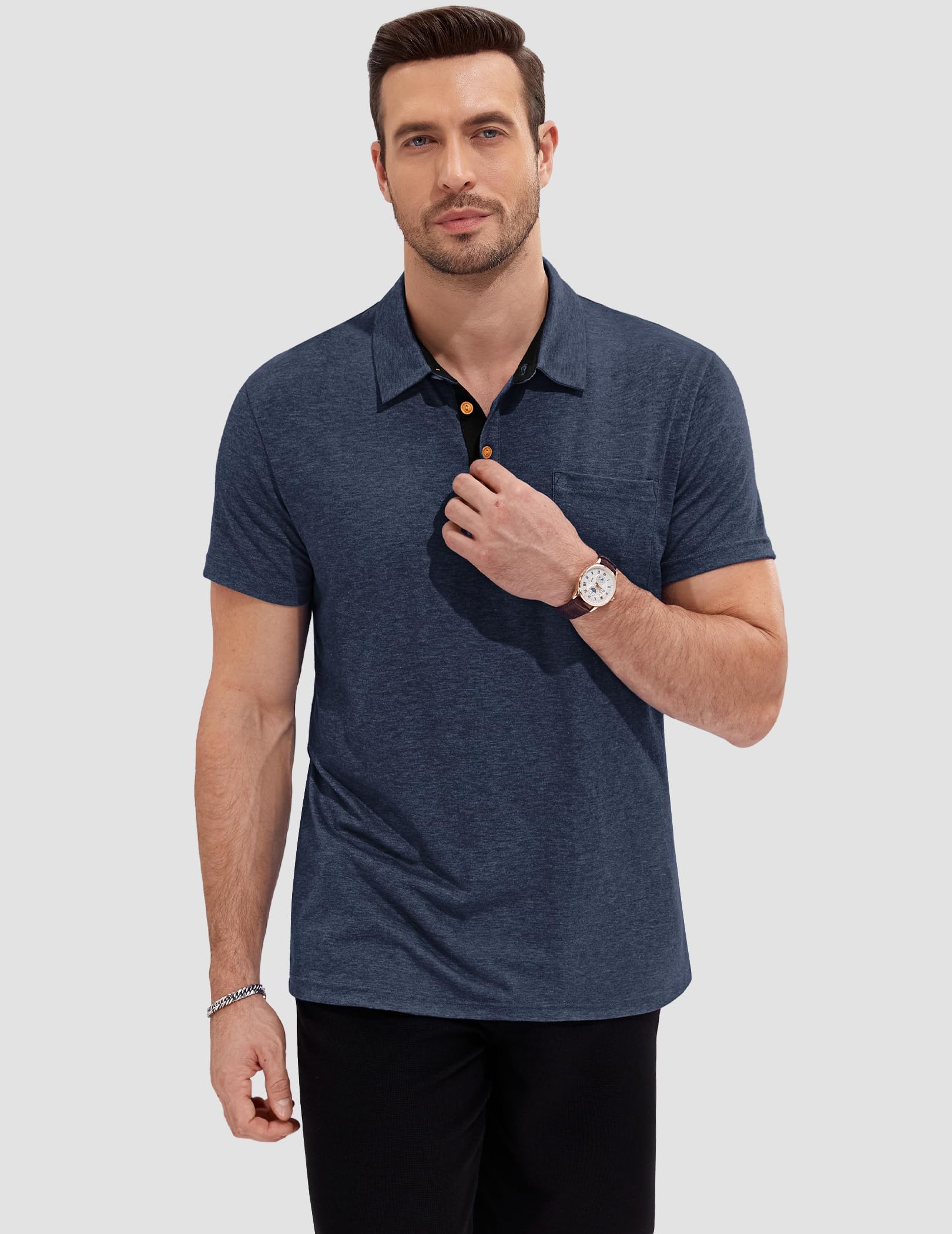 TARAINYA Polo Hombre Manga Corta Algodón Camisetas Verano con Bolsillo Pecho Casual Vacaciones Golf M-4XL