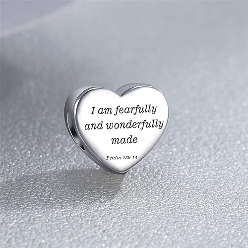 Miniatura 5 de MUERDOU Pulsera con dije de corazón en forma de versículo bíblico cristiano, oración, fe, joyería religiosa, regalos para mujeres