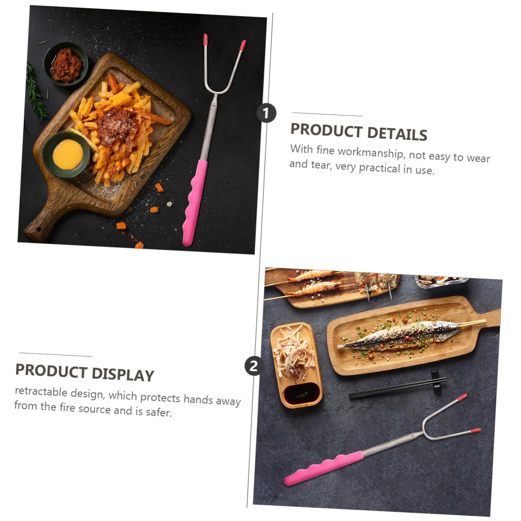 ibasenice 1 Set BBQ Fork Sticks Kebab Skewers for Grilling Stainless Steel Portable Durable