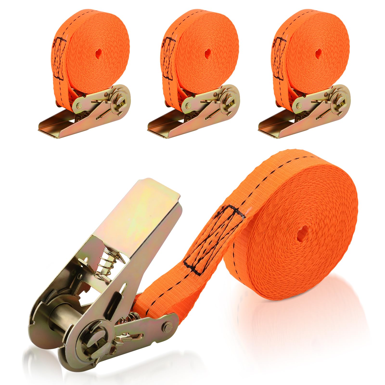 GEARMONSTER 4 Stück Spanngurte mit Ratsche, 6m lang, 25mm breit, Ratschengurte, Belastbarkeit 800 daN, Befestigungsgurt für Auto, Sackkarre, Motorrad, Gepäck, Camping, Feste Ladung