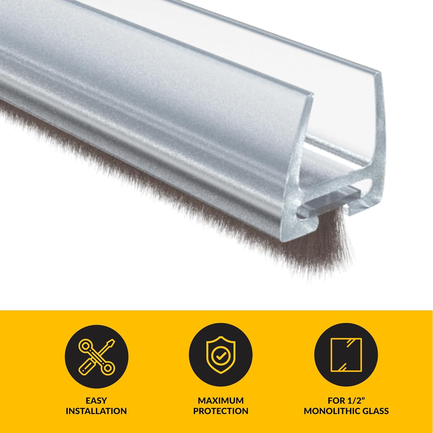 Brixwell PCWP12 Clear Polycarbonate Wipe with Pile Weatherstrip for 1/2" Glass - 95" Stock Length
