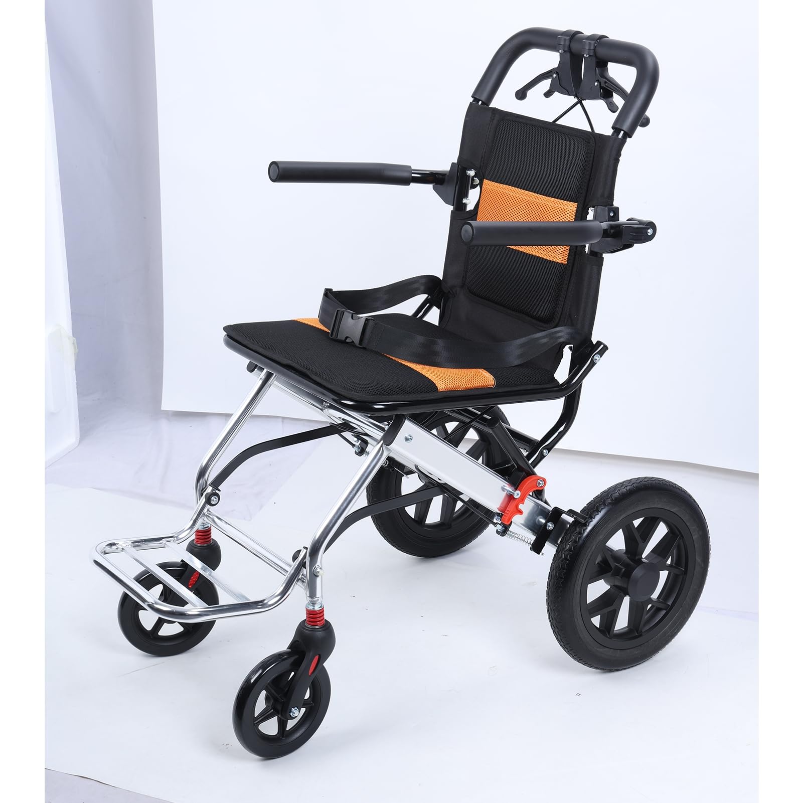 Sedia a rotelle per adulti, sedia a rotelle leggera e pieghevole, sedia a rotelle per porte strette, sedile largo 40 cm, sedia da trasporto portatile, capacità di carico ammortizzante di 80