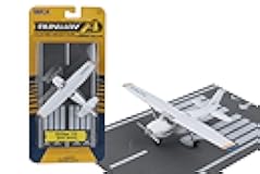 Runway24 Cessna 172 2000 Skyhawk Blue/White 1:87 Scale Diecast Airplane Model with Runway