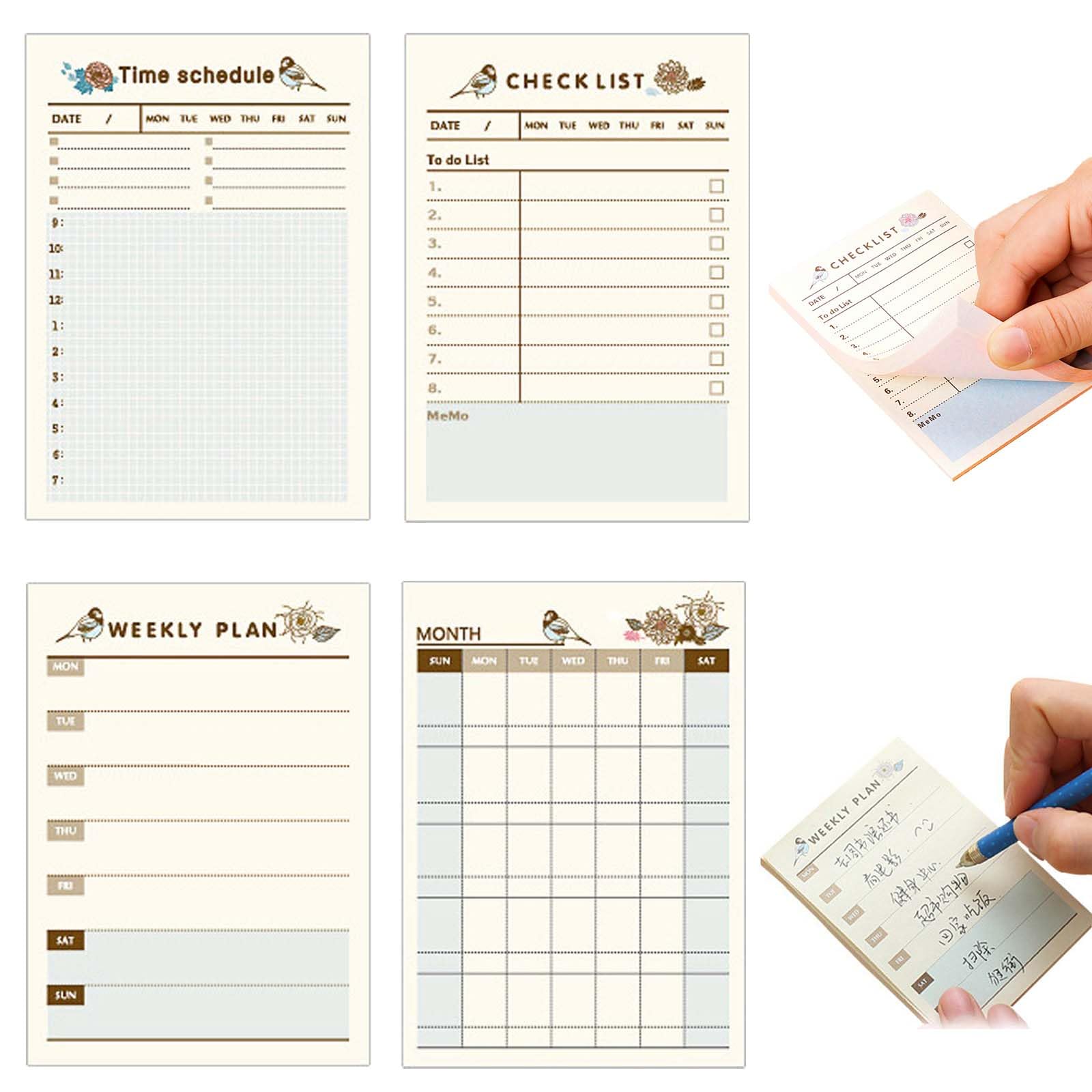 Amazon.co.jp: to doリスト 付箋【4冊セット】 付箋 ノート 週間計画