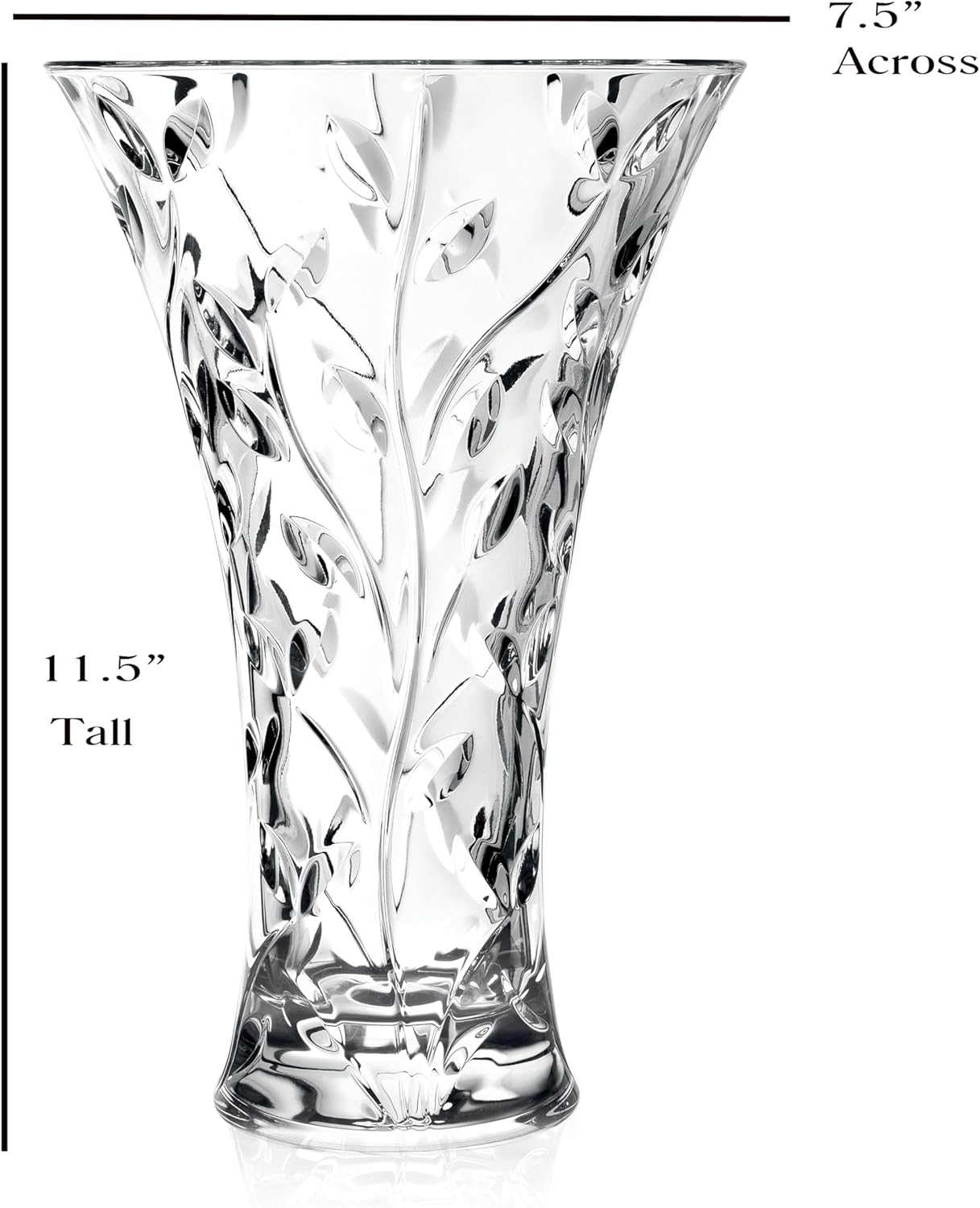 Lorren Home Trends Crystal Laurus Vase 11"-Made In Italy - Image 2