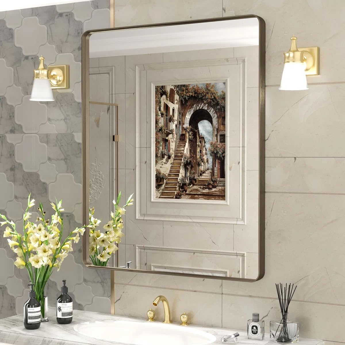CHARMOR 30x36 Bronze Bathroom Mirror