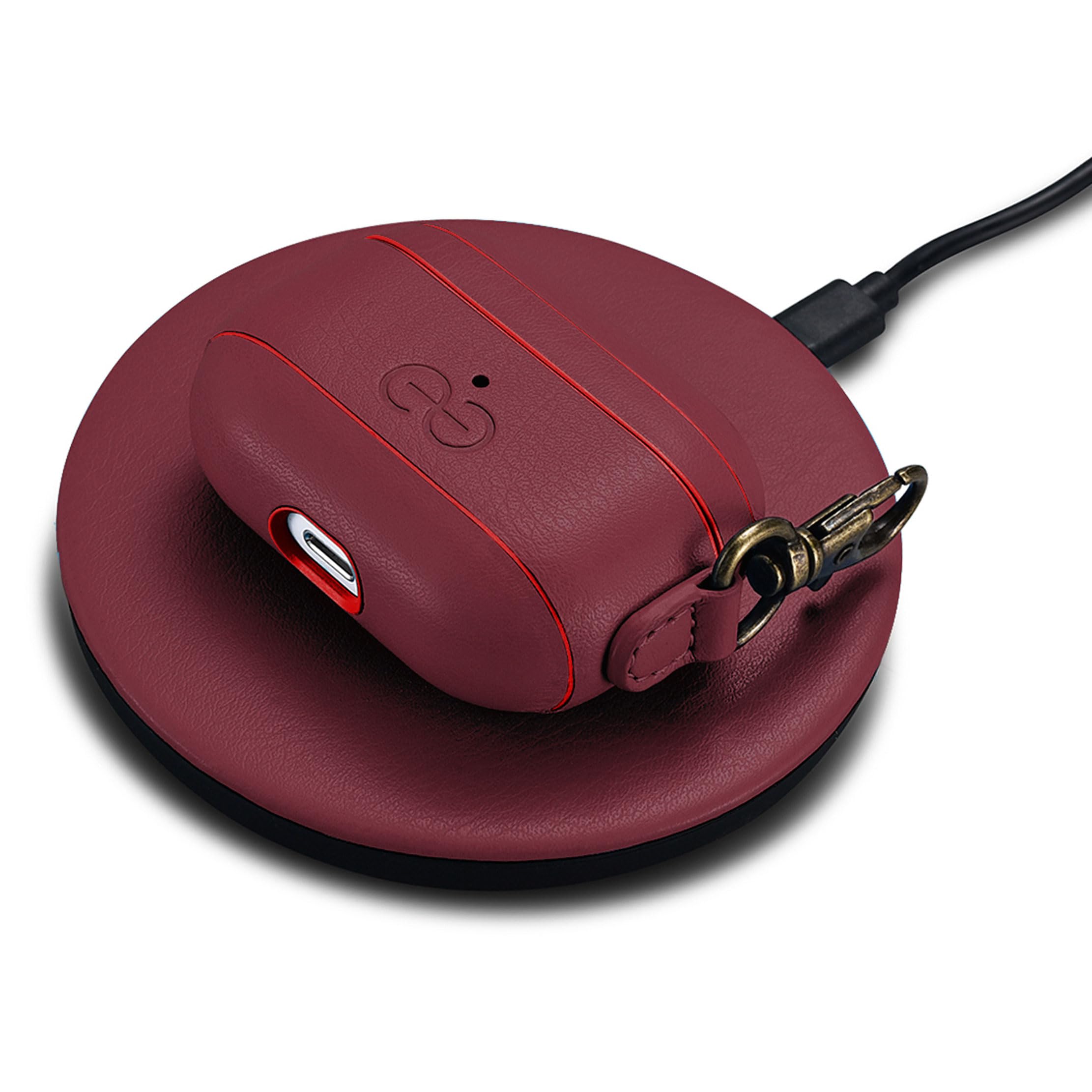 Dreem Om AirPods Pro 2/Pro Housse en Cuir Vegan - Compatible avec Étui pour AirPods Pro Les écouteurs sans Fil Bluetooth Apple pour iPhone - Bourgogne - 3