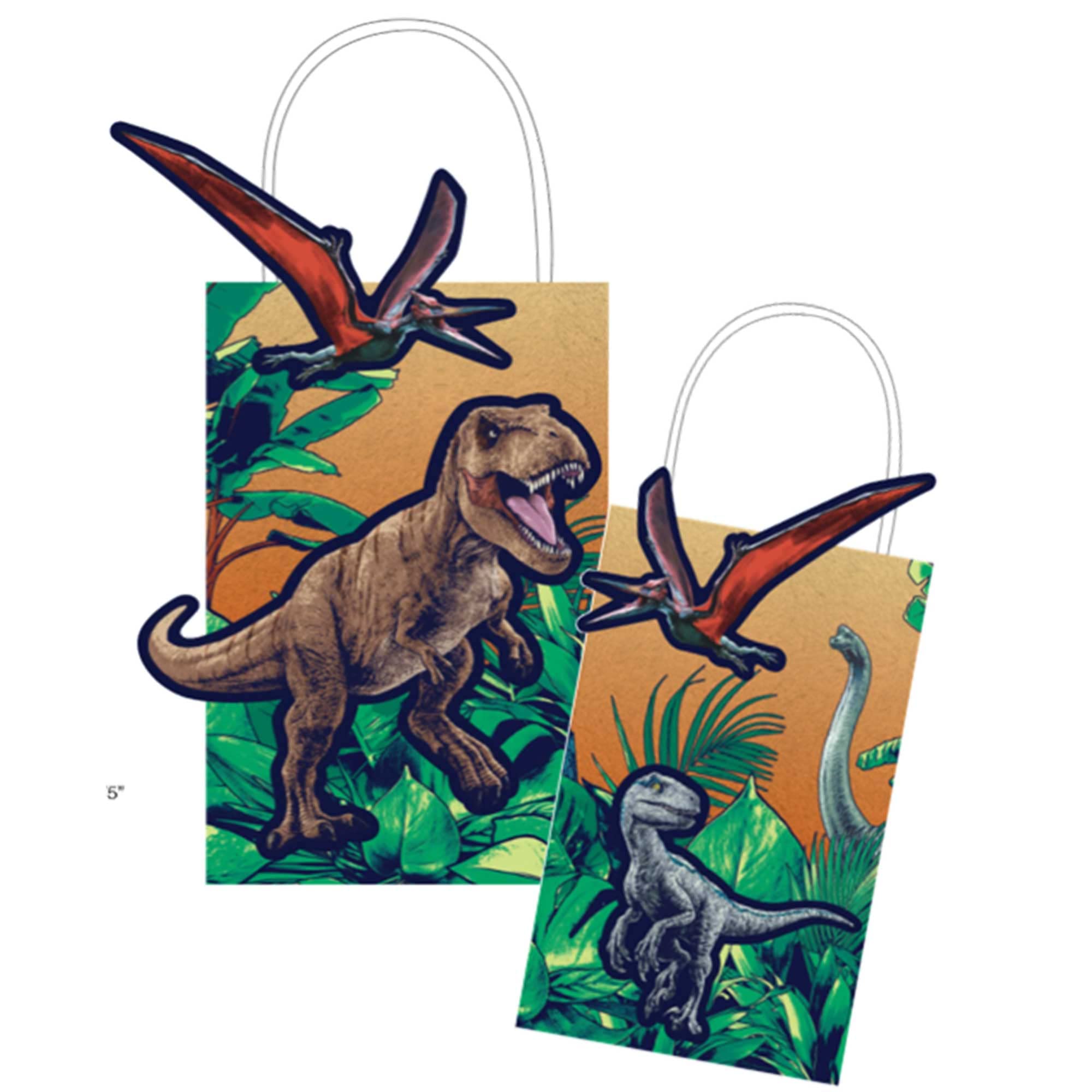 Multicolor Jurassic World Into the Wild Create Your Own Paper Bag with Add-ons (Pack of 8) - 8.25" x 5" x 3.25" - Perfect for Kids' Parties & Gifts