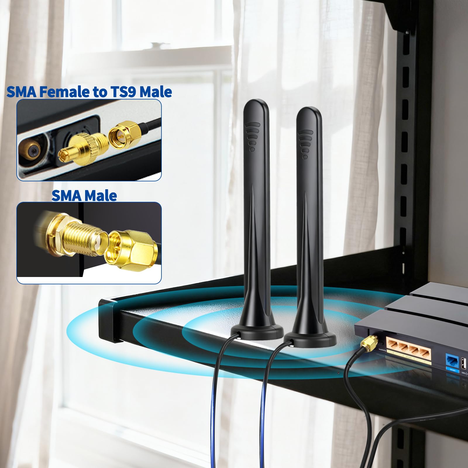 Bingfu Antenna 5G 4G LTE Esterna Tutte le Bande 3dBi SMA TS9 Maschio Base Magnetica Cavo 3M per Router, Hotspot, Modem, Fototrappola, Dispositivi IoT, Casa Intelligente & Uso Veicolo, 2pcs
