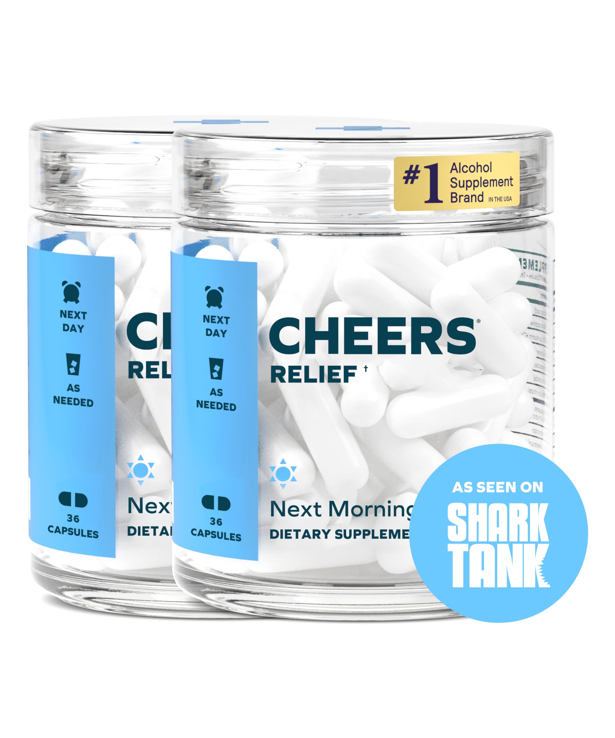 Cheers Relief | Next Morning Aid with Ginger + White Willow Bark | Feel Better After Drinking | 24 Doses | Ginger, White Willow Bark, L-Theanine, Caffeine