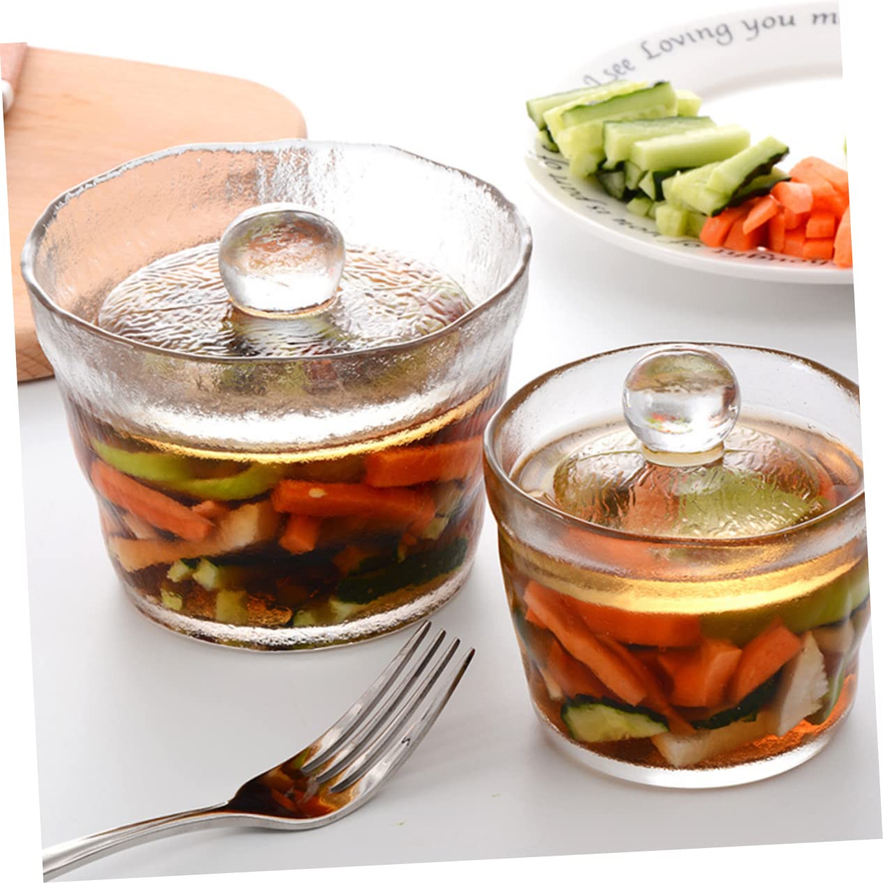 Mikikit Bote para Encurtidos de Vidrio sin con Tapa Hermética Recipiente Transparente para Almacenamiento y Conservación de Alimentos Cocina con Buena Conservación y Protección contra