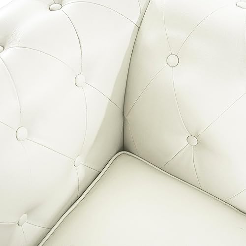 Miniatura 7 de Naomi Home Emery Chesterfield - Sofá individual para sala de estar, silla de mediados de siglo con brazos enrollados, cojín copetudo, patas de