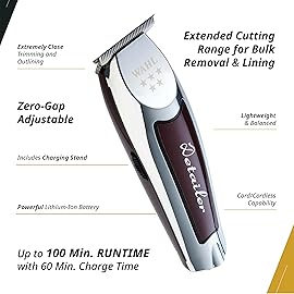 Wahl Professional Cordless Detailer Li T Wide Blade Lithium Ion Battery 100 Min Runtime