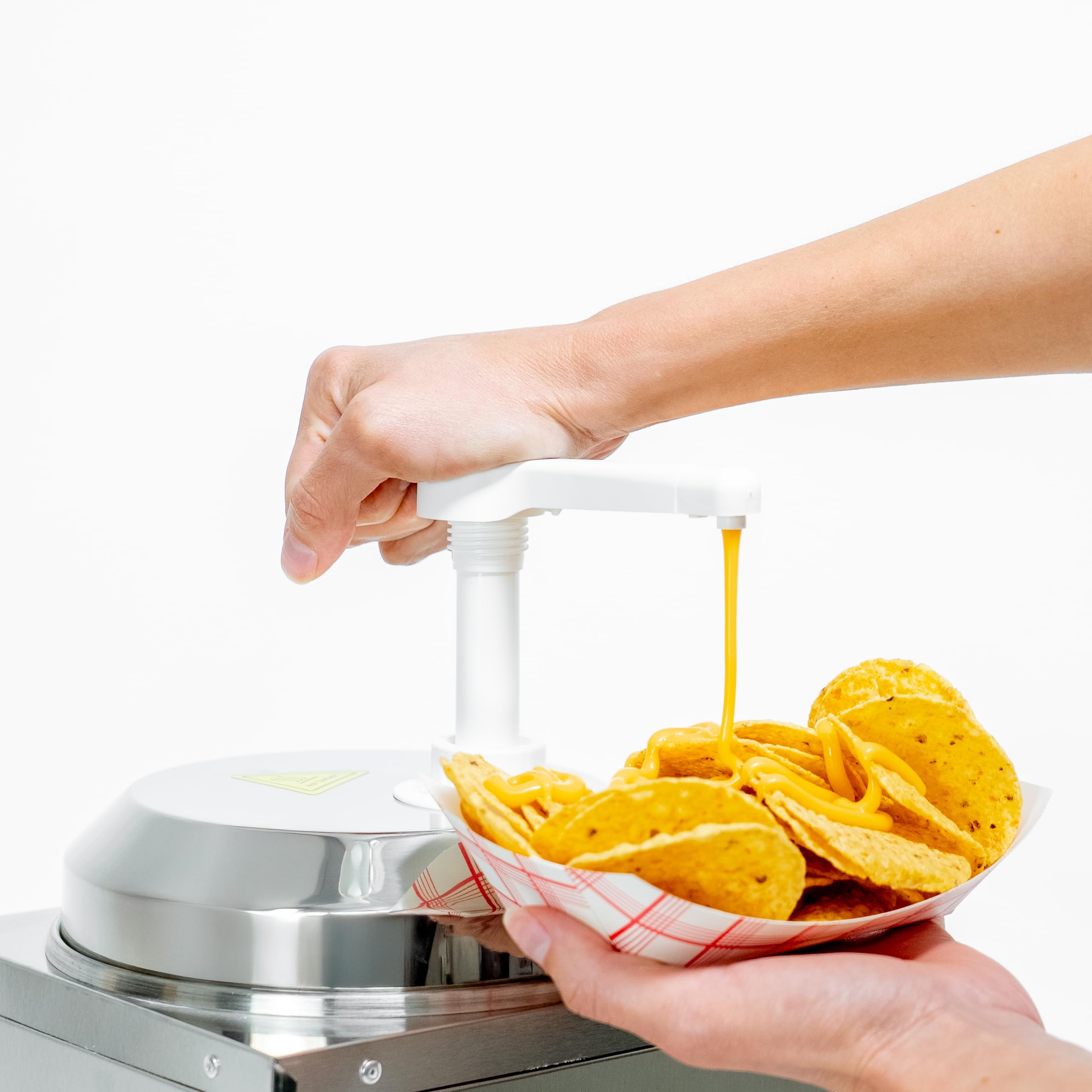 nacho cheese dispenser & hot fudge dispenser, 2.6 qt commercial stainless steel sauce warmer with pump and adjustable temperature control for concession stands cafes restaurants 110v - tqs cafe
