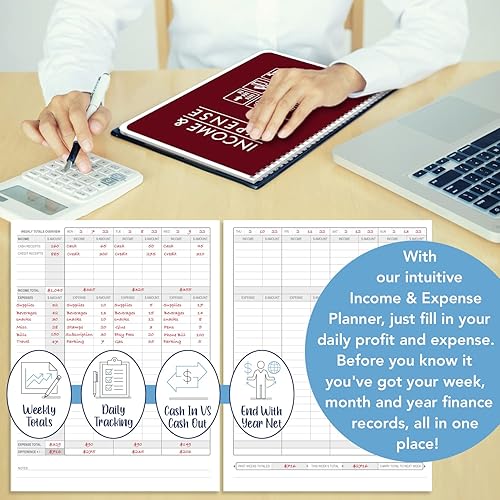 Miniatura 5 de BookFactory Libro de registro de ingresos y gastos/rastreador/libro de contabilidad para pequeñas empresas/contabilidad y contabilidad/LogBook- 108