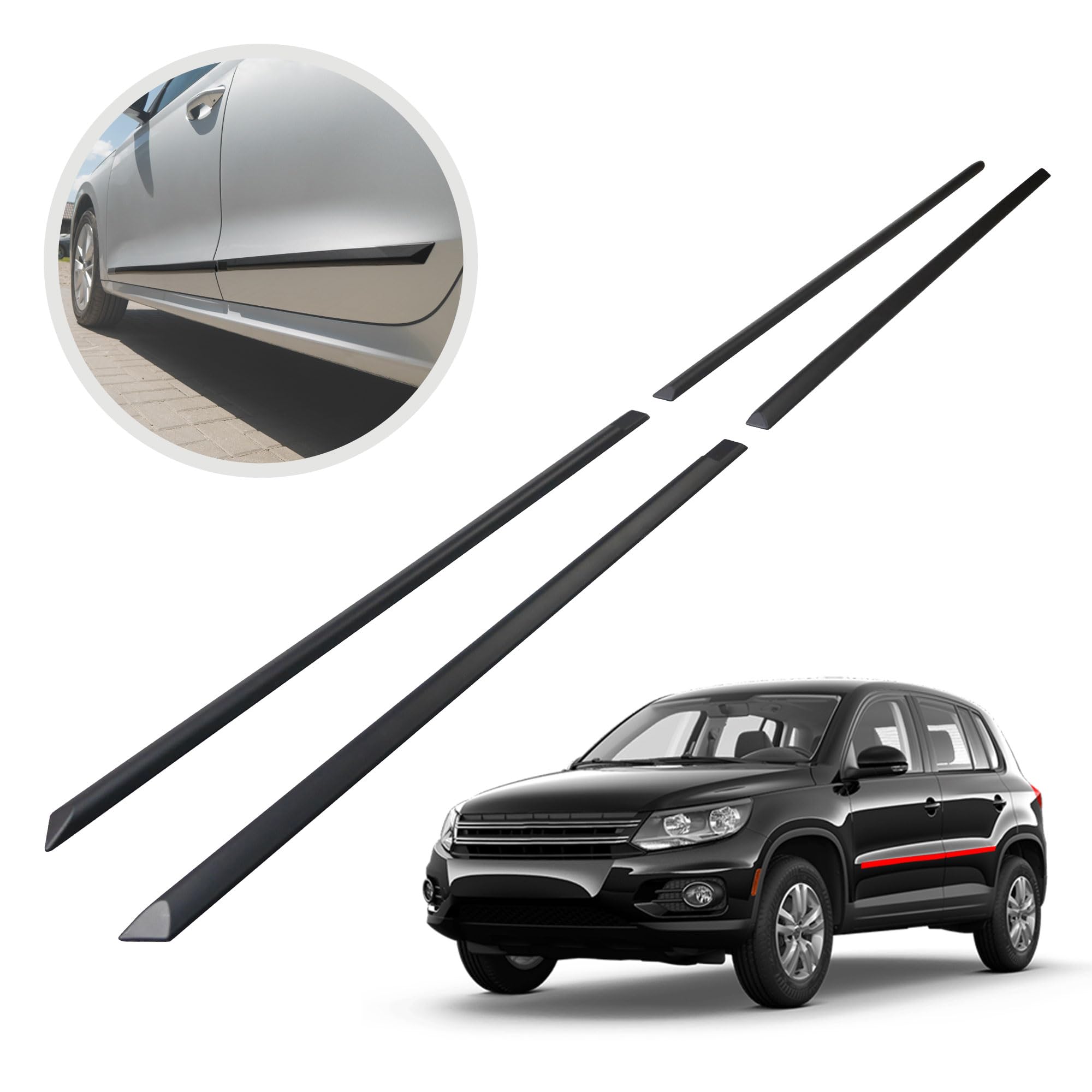 CHROMEMASTER | Schutzleisten für Autotüren Kompatibel mit VW Tiguan 2007-2015 | Dekorative Seitenleisten schützen Lack und Fahrzeugtüren vor Kratzer und Beschädigung