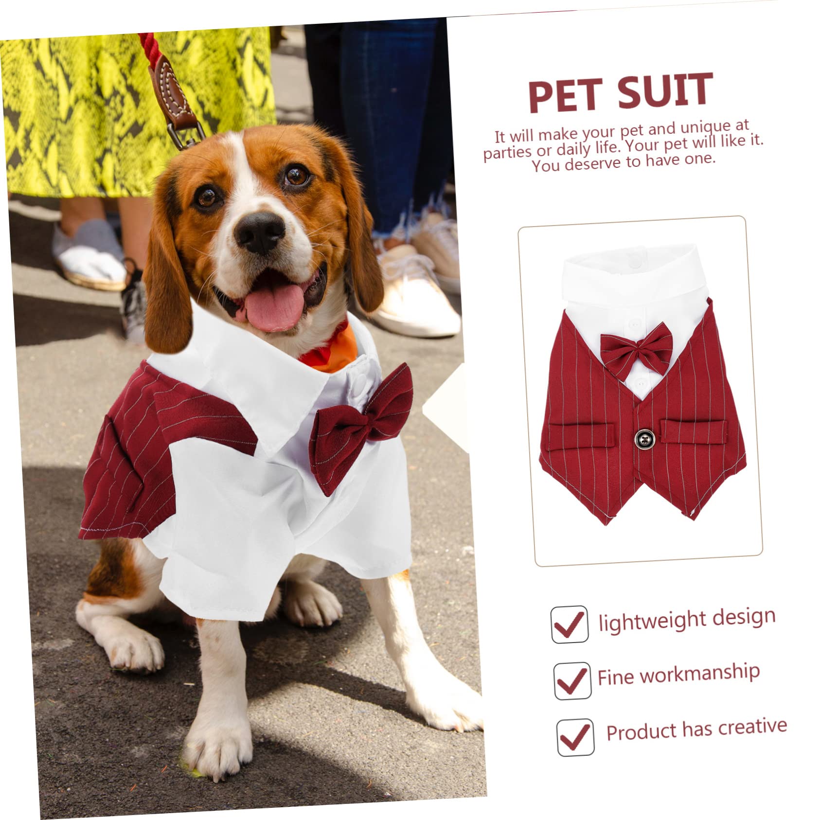Abaodam 3stücke Hochzeitskostüm Für Hunde Elegantes Leichtes Outfit Für Hochzeiten Partys Und Fotoshootings Rotes Anzug-Shirt Für Große Hunde Für Festliche Anlässe Und Tägliches
