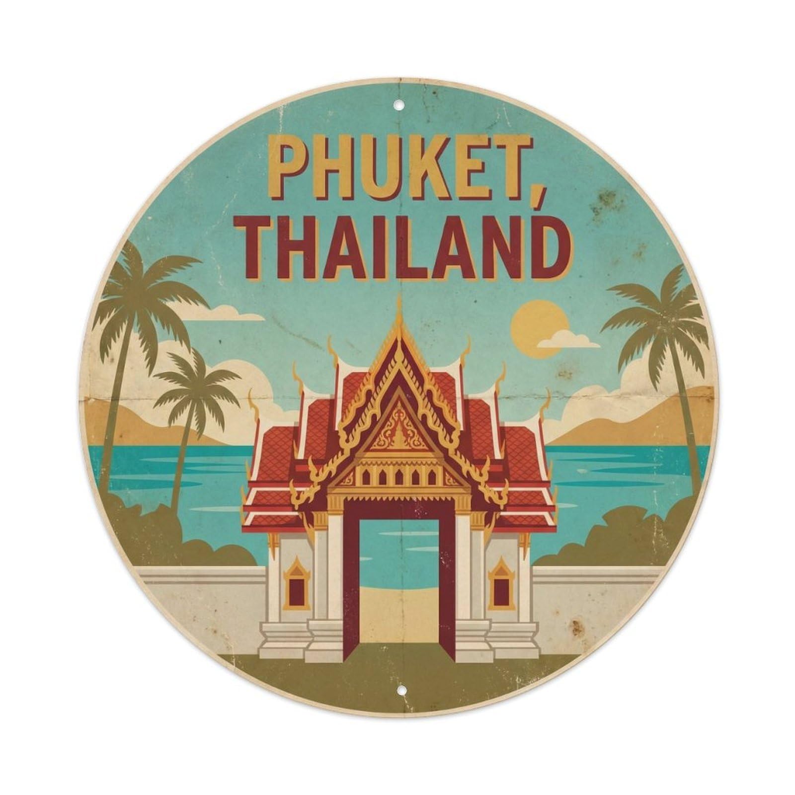 Phuket Temple Gate Sacred Landmark Cultural Heritage Metal Tin Sign