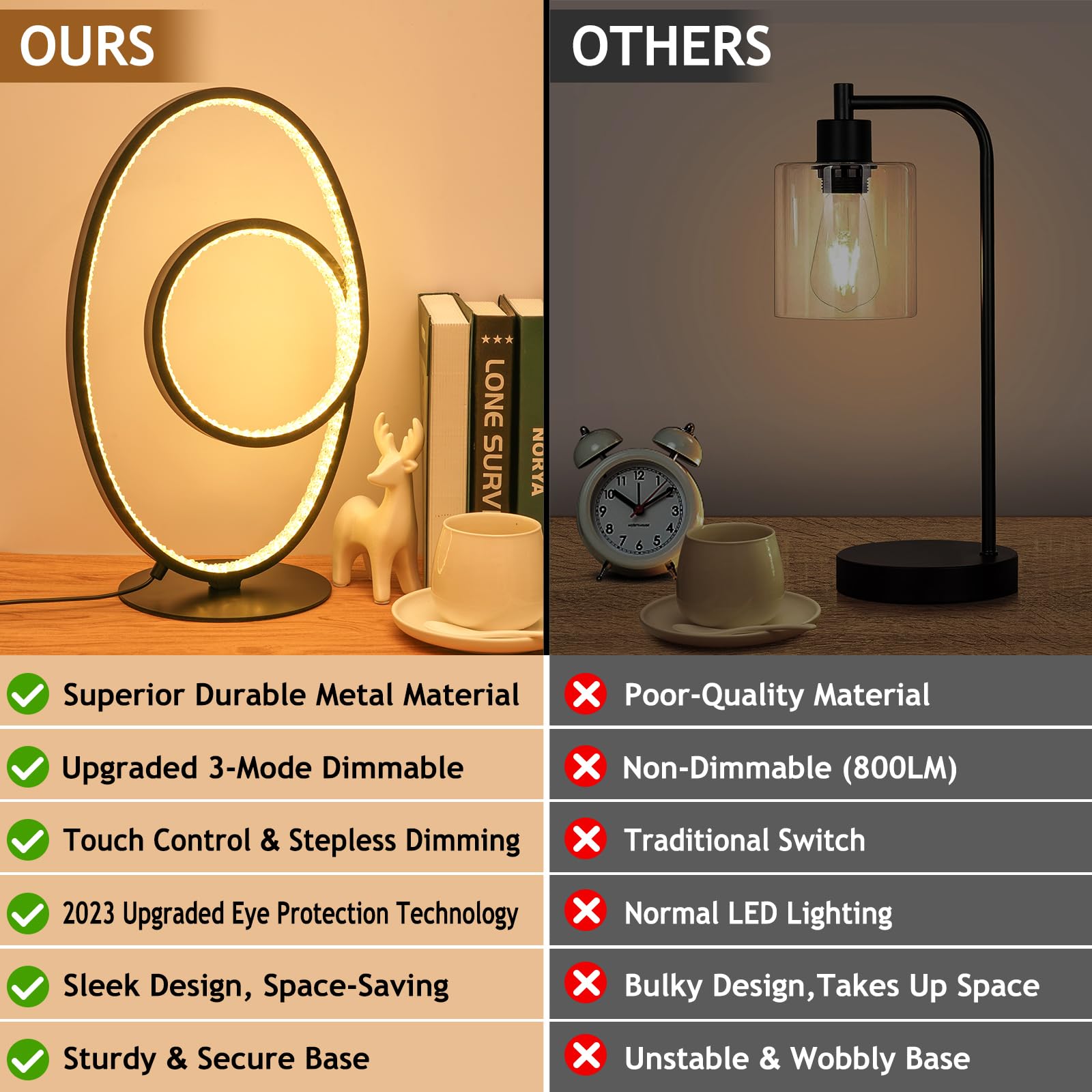 NUÜR Crystal Double Circle LED Table Lamp