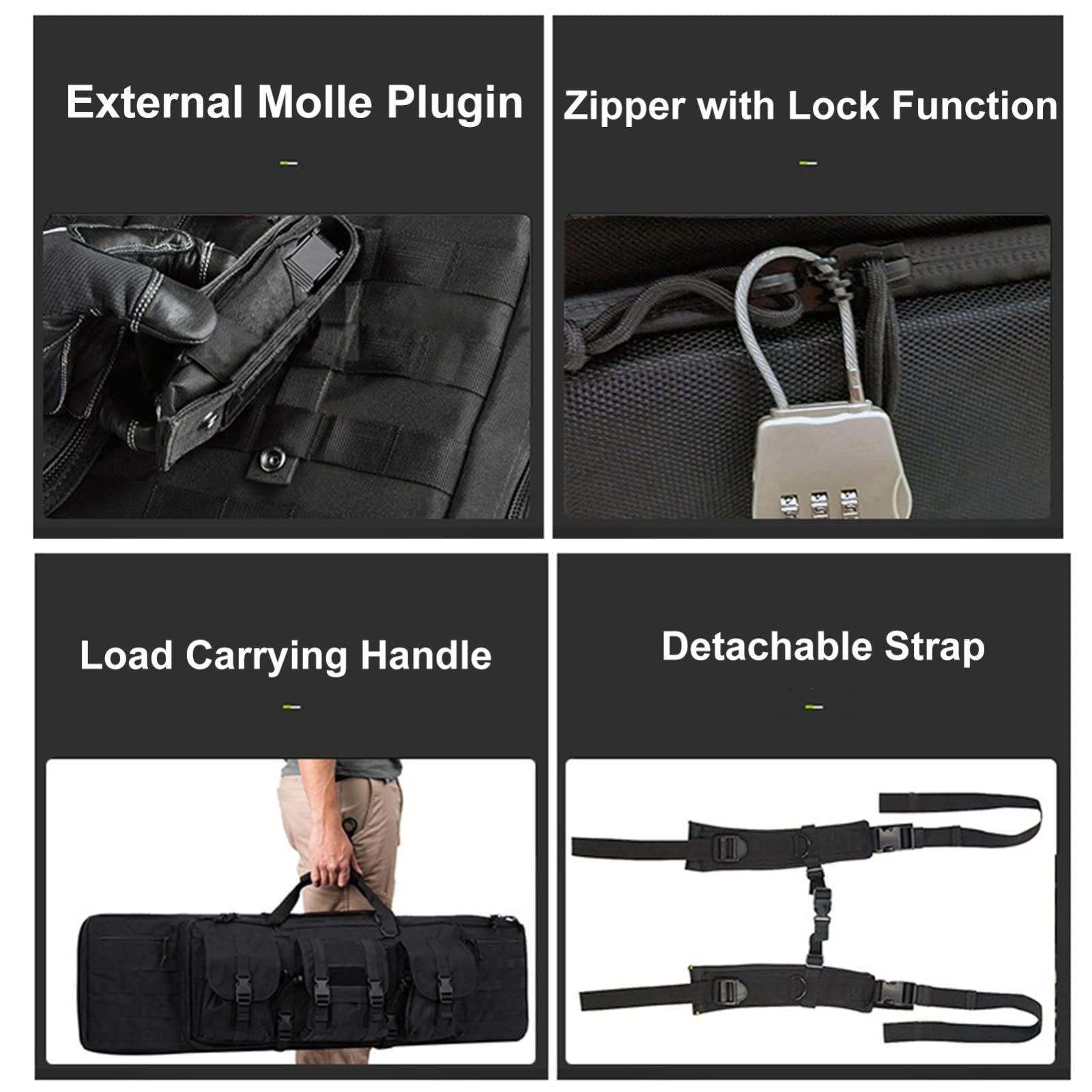 Funda para Armas Largas,Bolsa para Rifle con Cerradura,Funda para Transporte de Armas,Funda Mochila para Carabina, Escopeta de Airsoft con Correa para El Hombro para Caza Pesca